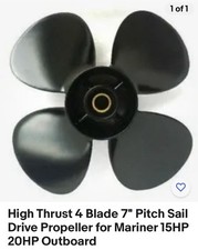 High Thrust 4 Blade 7inch Pitch Sail Drive Propeller For Mariner 15 Hp Outboard.
