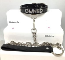 Bdsm collar lead set black custom slave swingers leash set sub bondage kit M/L