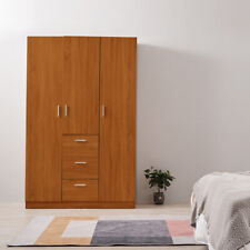 Large 3 Door 3 Drawer Triple Wardrobe with Storage Shelves Hanging Rail Bedroom