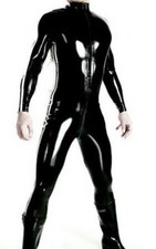 Black Mens PVC Catsuit Wetlook Bodysuit Full Length Underwear Singlet Stag Do