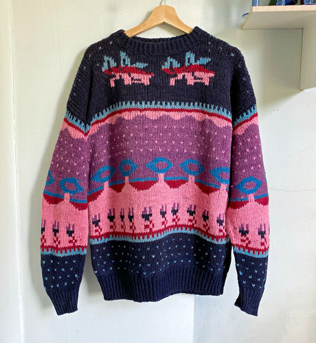 Vintage hand knitted pure wool - hand,