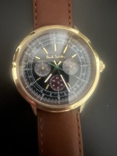 Men's Paul Smith Gold/Blue Chronograph Watch New Brown Leather Strap