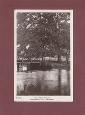 THE TROUT STREAM, CASSIOBURY PARK, WATFORD.  REAL PHOTO POSTCARD POSTED IN 1916.