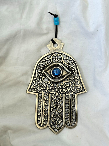 Silver tone hamsa hand - hamsa, evil