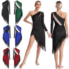 Womens Dancewear Shiny Costume Dance Dress Ballroom Samba Tango Competition