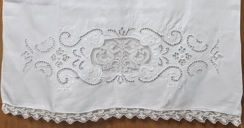 Vintage white linen pillowcase - vintage,