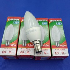 4x Eveready LED Candle Bulb 5.2W =40W B15 SBC Cool White Candle Bulb