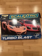 SCALEXTRIC TURBO BLAST SPORT SET +EXTRA TRACK- COMPLETE-WORKING-C1313