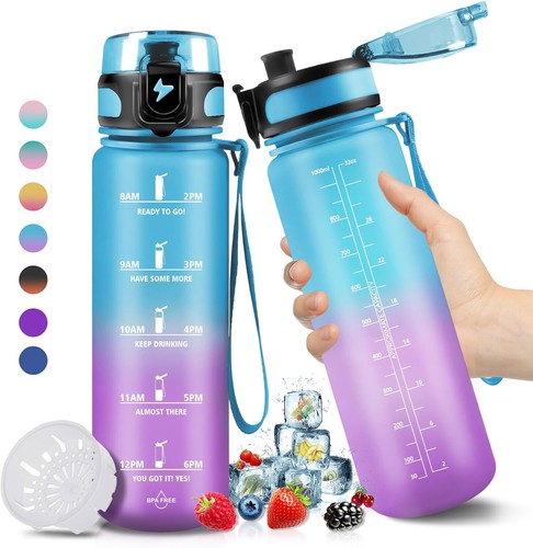 Sports water bottle with - sports, straw