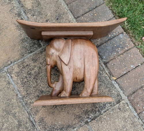 Vintage carved wooden elephant - wooden,