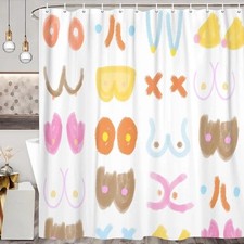 Funny Boobs Shower Curtain, Fun Funky Boobie Body Shower Curtain Set for Adults