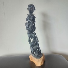 Black Friday - African Makonde tree of life  "Ujamaa" wood carving ebony