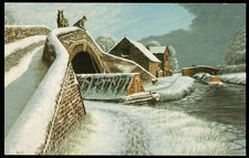 Great Haywood Junction Trent & Mersey Canal Wintertime Art Alan Firth Postcard