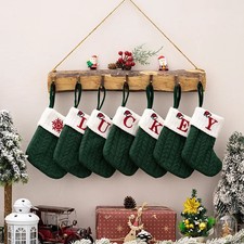 Christmas Green Embroidered Knitted 26 Letters Stockings DIY Decorative Set