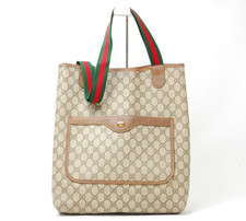 Gucci GG Vintage Sherry Line PVC Leather Shoulder Tote Bag Authentic #1027