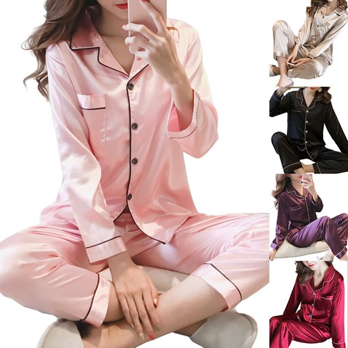 Women ladies satin pyjamas - women,