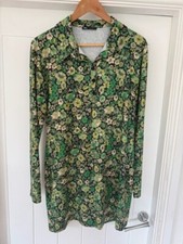 ZARA Stunning Ladies Green Floral co ord / COORD SET shirt trousers / SIZE 12 L