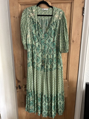Zara green paisley midi - midi, dress