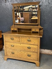 Antique Oak Arts & Crafts Chest Of Drawers Or Dressing Table.
