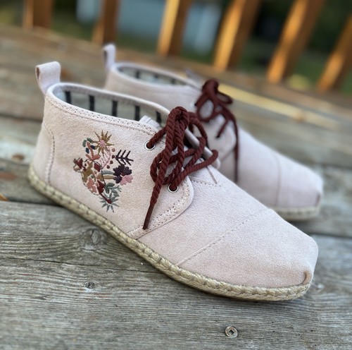 Toms cute pink suede floral - cute,