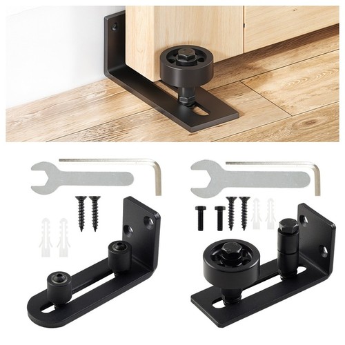Black steel roller floor guide - black,