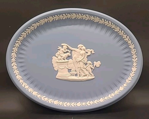 Blue oval tray jasperware - tray,