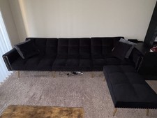 Black Contemporary Suede Sofa