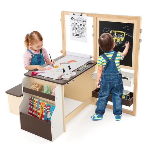 Kids art easel table bench - easel,