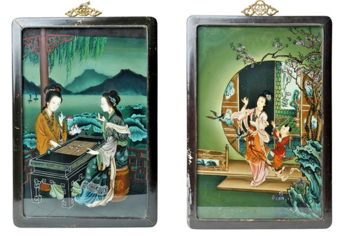 Antique chinese pictures - pictures, pair