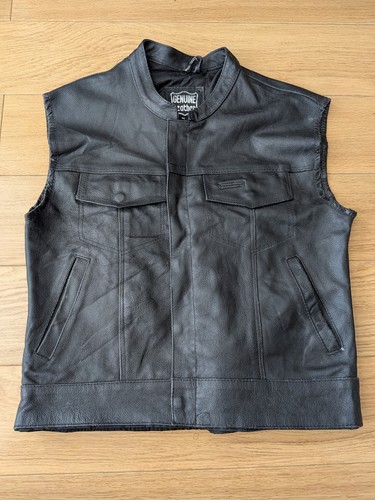 Black genuine leather biker - genuine,