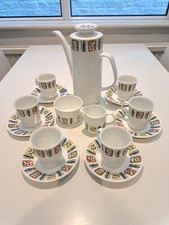 Vintage J&G Meakin complete 'Riverside' multicoloured retro 1960/70s coffee set 