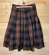 Vintage Scottish Checked Check Kilt Red Buckles Womens Ladies 26-28” Waist VGC