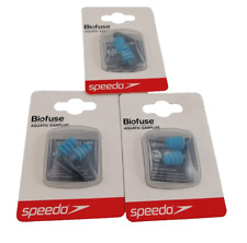 Speedo Biofuse Aquatic Earplug X 3 One Size Grey/Blue Reusable Case New F1
