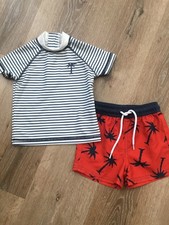 NEXT Baby Boys Swimming Sun Safe Set Rash Guard Vest & Shorts Age 6-9 Months