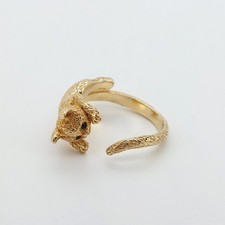 Gold Plated Cat Ring 925