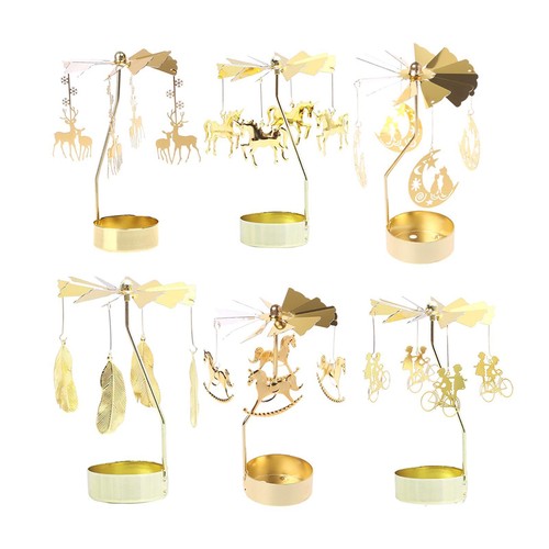 Golden rotating candle holder - golden,
