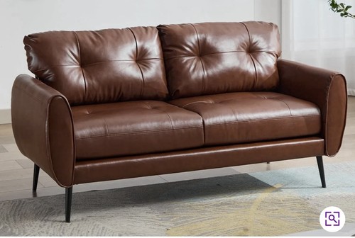 Brown faux leather - leather, 2-seater
