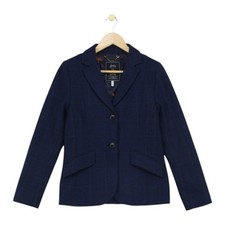 Joules Milford Tweed Jacket Womens Size 8 Blue Wool Blend