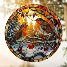 Robin Suncatcher Stain Glass Effect Hanging Window Decoration Ornament Xmas Gift