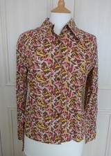 Marilyn Moore Cotton Blouse Shirt Vintage Sz UK 10 Liberty Shoe Print Tana Lawn