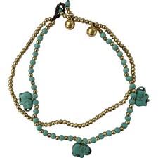 Gold turquoise elephant beads - gold,