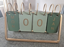 Gold Metal & Glass Perpetual Flip Desk Calendar E383