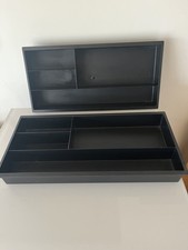2 x Black Plastic,Desk Organiser Trays. 34x26x4cm. Used but VGC