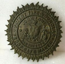 Antique John Lowe Brass Safe plate Plaque Original Cast 16 cm's diameter 