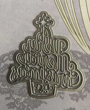 Vintage "A Very Merry Christmas"  Sentiment Die Christmas Tree UK seller 3261