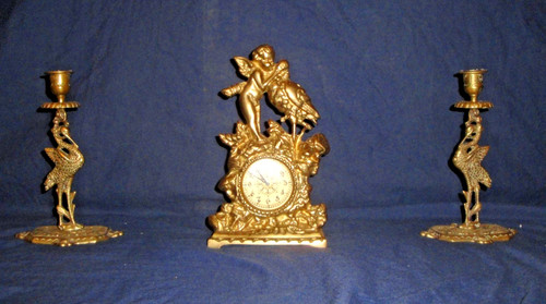 Vintage cast brass clock
