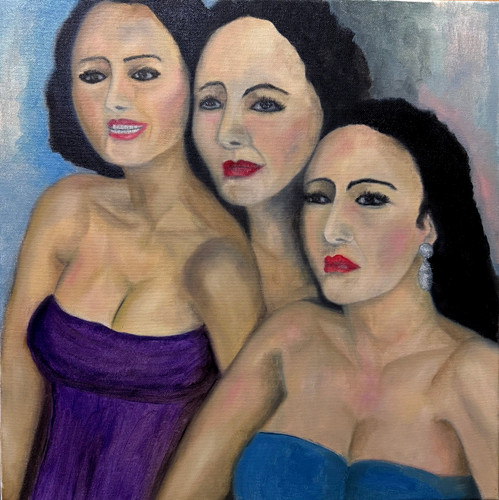 Painting oil canvas three - oil,