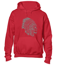 NATIVE AMERICAN SKULL HOODY HOODIE COOL INDIAN HEADDRESS TRIBAL FASHION TOP