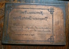 Newcastle Tyne Temperance Movement Society Pledge Antique Copper Printing Plate