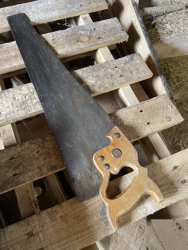 Vintage wood saw large hand - large,